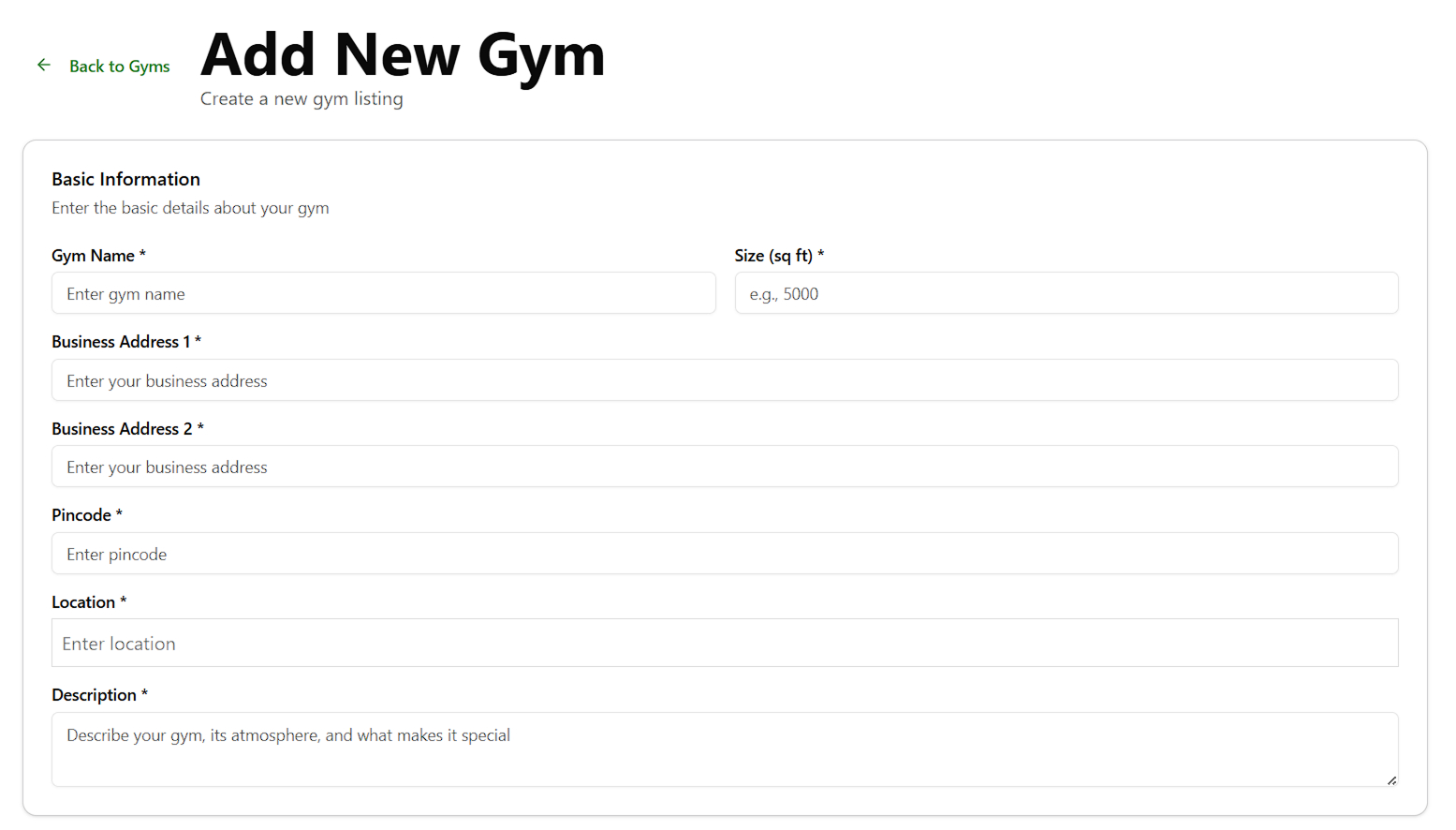Adding New Gym